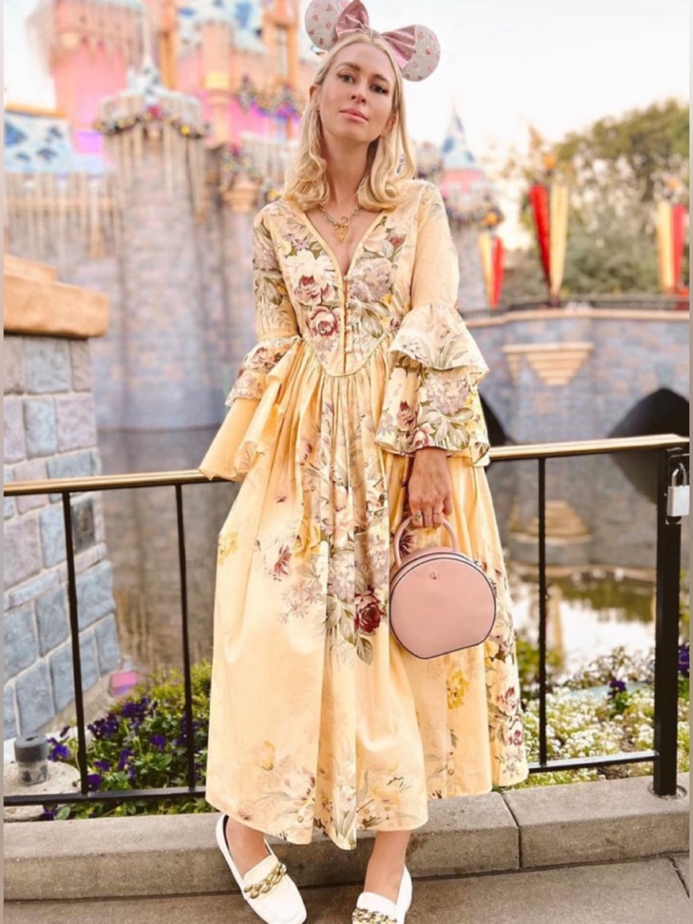 Batsheva Pale Yellow Floral Maxi Dress